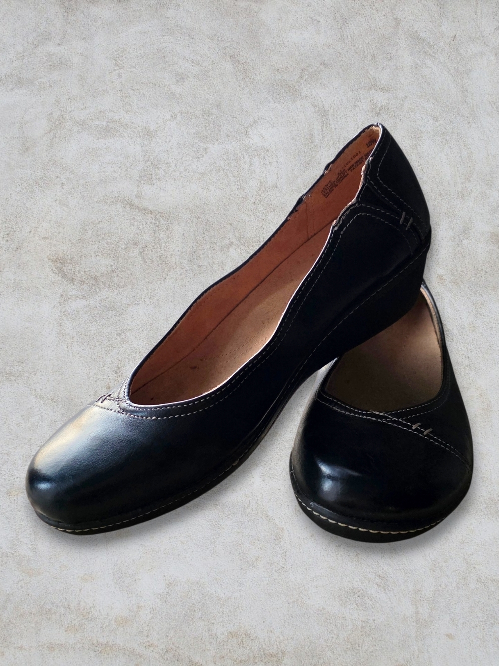 Naturalizer Shoes N5 comfort Black Leather Low Wedges 10W Business Casual